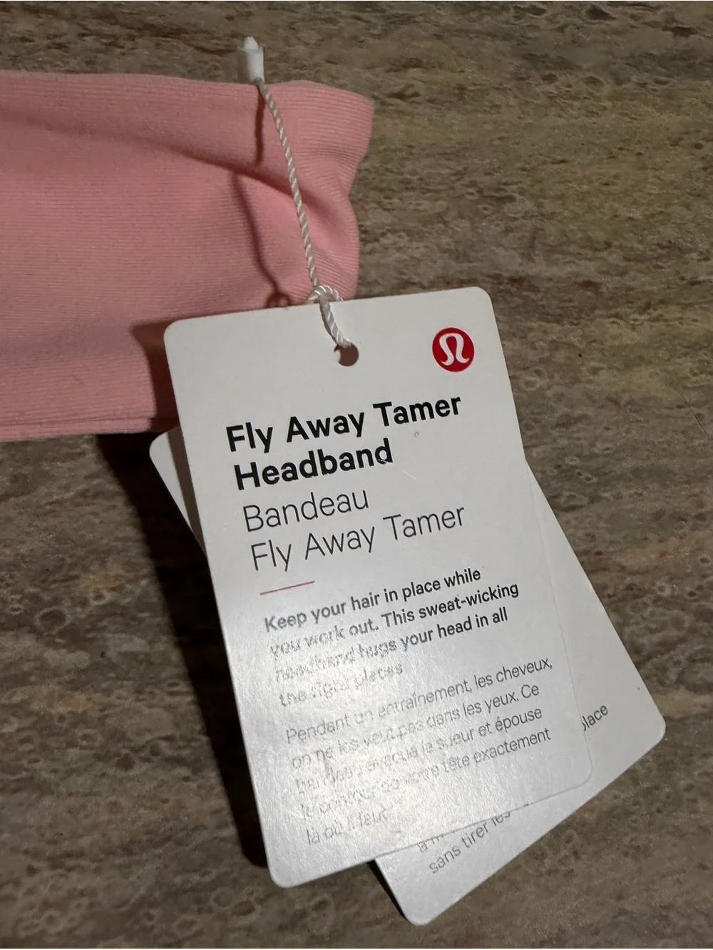 NWT Lululemon Athletica Soft Pink Fly Away Tamer Headband
